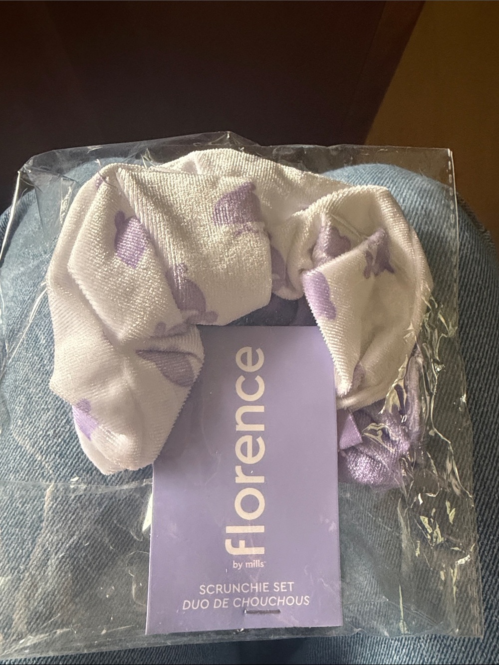 Florence Lavender Patterned Scrunchie Set